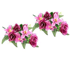 Flair Flower Bouquet de Fleurs artificielles avec Roses artificielles - Décoration funéraire - Orchidée/Roses
