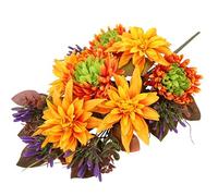 Flair Flower Bouquet de Fleurs artificielles chrysanthèmes et Dahlias - Bouquet de Fleurs artificielles - Décoration funéraire