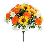 Flair Flower Bouquet de Fleurs artificielles - Dahlias - Marguerite - Tournesol - Fleurs en Soie - Fleurs artificielles - Bouquet de Fleurs décoratives - Bouquet de Fleurs pour Mariage, Maison,
