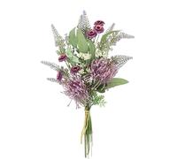 Flair Flower Bouquet de fleurs artificielles Protea Zinnia Lavande 50 cm Bouquet de fleurs en soie Décoration de table de mariage Décoration funéraire Décoration funéraire