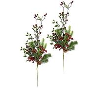 Flair Flower Branche de Baies artificielles avec Branches de Sapin et cônes - pour Vase de Sol - Décoration de Noël - Baies artificielles - Branche décorative - Guirlande de Fleurs artificielles