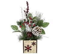 Flair Flower Composite Pomme, cônes, Baies, Sapin dans Un Pot Artificiel, Fleur de Noël, décoration de Table, Fleur Artificielle, Plante de Noël, Plante décorative, décoration de Noël