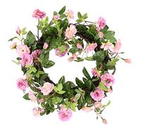 Flair Flower Couronne de roses - Décoration murale - Fleurs artificielles - Décoration murale - Pour porte de maison - Décoration de mariage - Saint Valentin - Fleurs de roses - Têtes de rose - Blanc/rose - 8 x 32 x 32 cm (088974WRS)