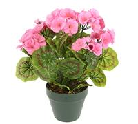 Flair Flower Géranium artificiel en pot - Buisson de géranium - Pelargonium - Plante de parterre - Fleurs artificielles - Décoration de table - Plante décorative - Plante d'intérieur - 090128RS - Rose