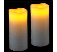 Flair Flower Lot de 2 bougies LED en cire véritable - Bougie électrique LED vacillante - Blanc chaud - Lumière d'ambiance - Décoration - Grandes bougies de l'Avent - Couronne de l'Avent - Couronne de