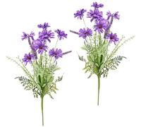 Flair Flower Lot de 2 Bouquets de Marguerites artificielles de 50 cm - Bouquet de Marguerites artificielles en Soie - Camomille - Fleurs artificielles - Décoration de Table - Violet