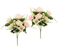 Flair Flower Lot de 2 Bouquets de Roses artificielles en Soie Rose/Blanc 48 x 30 x 30 cm