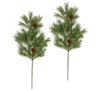 Flair Flower Lot de 2 Branches de Sapin artificielles avec Pommes de pin - Branche décorative - Vert Sapin - Conifères - Décoration de Noël - Couronne de l'Avent