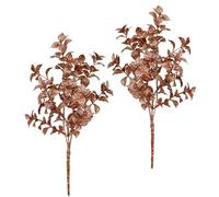 Flair Flower Lot de 2 Mini Branches d'ilex avec Paillettes - Plante Artificielle - Décoration de Noël - Couronnes - Couronne de l'Avent - Décoration de Noël