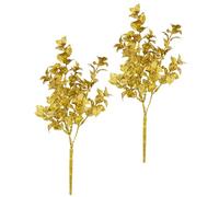 Flair Flower Lot de 2 Mini Branches d'ilex avec Paillettes - Plante Artificielle - Décoration de Noël - Couronnes - Couronne de l'Avent - Décoration de Noël