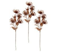 Flair Flower Lot de 3 Branches de protéa artificielles métallisées - Décoration de Noël - Fleurs artificielles - Fleurs artificielles - Fleurs en Plastique - Branche décorative