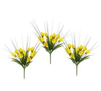 Flair Flower Lot de 3 Crocus avec Herbe - 25 cm - Crocus Artificiel - Petite Plante - Décoration de Printemps - Fleurs de Printemps - Décoration de Pâques - Nid de Pâques - Bouquet de Table