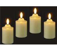 Flair Flower Lot de 4 bougies LED en cire véritable - Bougies électriques LED blanc chaud - Lumière d'ambiance - Décoration - Grandes bougies de l'Avent - Couronne de l'Avent - Romantique - Saint