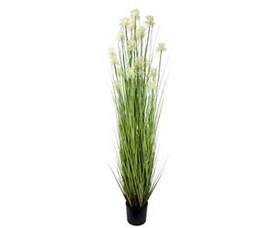 Flair Flower Plante Artificielle Protea dans Un Pot en Forme de Busch d'herbe Verte - Plante décorative en Soie - Blanc - 120 cm