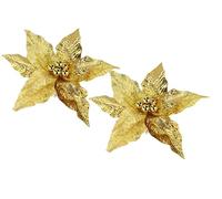Flair Flower Poinsettia - Lot de 2 étoiles de Noël artificielles - 28 cm - Mini fleurs artificielles - Pour couronne de l'Avent - Guirlandes - Décoration de l'Avent - Arbre de Noël - Bouquet de fleurs