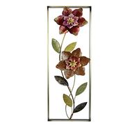 Flair Flower Sculpture murale en métal - Motif feuilles - Décoration murale en 3D - Décoration murale - Décoration murale abstraite extravagante - Cadeau design - Fleurs - Rouge - Environ 88 x 30 cm