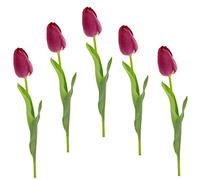 Flair Flower Tulipes artificielles Real Touch - Bouquet de Tulipes artificielles - Décoration de Printemps, de Pâques, de Mariage - Fleur de Tige - Fleur en Soie 021030RSD 67 x 4 x 4 cm Rose Foncé