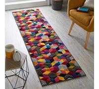 FLAIR RUG Spectrum Dynamic Tapis de Couloir sculpté à la Main, Multicolore, 66 x 230 cm