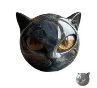 Flairgifts Luxury Black Cat Stone Sculpture, Sculpture Noire la tête Chat Les Yeux Brillants, Cristaux Exquis et guérison sculptés à la Main sculptés, Éculptures Chaton créatif Mignons (1pc)