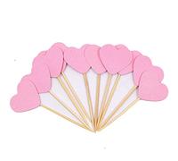 Flairs New York Lot de 10 décorations pour cupcakes en forme de mini cœurs à paillettes roses