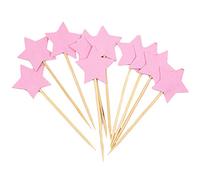Flairs New York Lot de 10 décorations pour cupcakes (mini étoiles à paillettes roses)