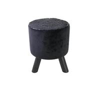 FLAKE - Tabouret Noir Rond avec Sequins Bleus et Argentés -