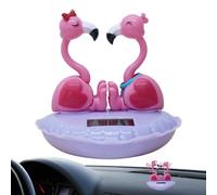 Flamant à pompon solaire, animal dansant solaire - Bobblehead de tableau de bord | Décor de tête secouante de tableau de bord de voiture, jouet de tête secouée de la saint-valentin pour la déco