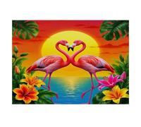 Flamant Coucher Soleil Fleur 1000 Pièces Mini Puzzle pour Famille Détente | 52x38cm Carton Décoration Salon Coupe Précise Cadeau Ami Relaxation Esprit