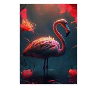 Flamant Fleur Eau 1000 Pièces Mini Puzzle pour Famille Relaxant | 70x50cm Papier Salon Décoration Surface Lisse Cadeau Anniversaire Détente