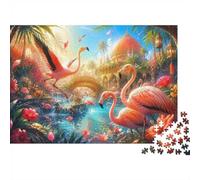 Flamant Fleur Pont 1000pcs Mini Puzzle pour Famille Difficile | 52x38cm Carton Décor Salon Structure Durable Cadeau Anniversaire Soulagement Du Stress