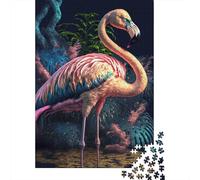 Flamant Forêt Tropicale Puzzle 1000 Pièces Papier pour Adultes Scène de Nuit Puzzle en Famille Décoration Détente 70x50cm/1000pcs