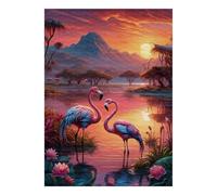 Flamant Lac Coucher 1000pcs Mini Puzzle pour Famille Difficile | 38x26cm Carton Décor Salon Structure Durable Cadeau Anniversaire Soulagement Stress
