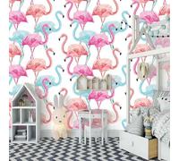 Flamant Multicolore Tridimensionnel Simple Peint À La Main 3D Papier Peint Luxe Décoration Manger Adulte Intérieure Salon Canapé Chambre Fond TV Mur-200cm×140cm