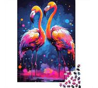 Flamant Peinture Colorée Puzzle 1000 Pièces Papier pour Adultes Nuit Jeu de Puzzle 1000 Pièces Cadeau Relaxant Décoration 70x50cm/1000pcs
