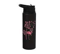 Flamant pink Fleur de pissenlit Tropical Bird Lover Summer Stainless Steel Insulated Water Bottle