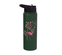 Flamant pink Fleur de pissenlit Tropical Bird Lover Summer Stainless Steel Insulated Water Bottle