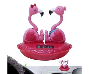 Flamant rose à énergie solaire, décoration de tableau de bord de voiture, décoration de bureau pour tableau de bord de la Saint