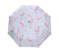 Flamant Rose À Pois Parapluie Pliable Pliant à Ouverture Automatique Parapluies Pliant Coupe-Vent pour Voyager Plage Femmes Enfants Homme Fille