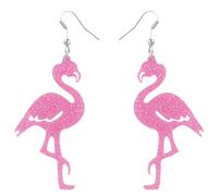 Flamant Rose Acrylique Boucles d'Oreilles Pendantes Pailletées Roses pour Filles et Femmes - Cadeau de Bijoux (1 Paire)