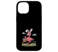 Flamant Rose de Pâques Oreilles de Lapin Mignon Rose Tropical Chasse aux œufs Coque pour iPhone 14
