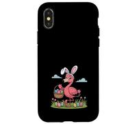 Flamant Rose de Pâques Oreilles de Lapin Mignon Rose Tropical Chasse aux œufs Coque pour iPhone X/XS