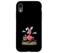 Flamant Rose de Pâques Oreilles de Lapin Mignon Rose Tropical Chasse aux œufs Coque pour iPhone XR