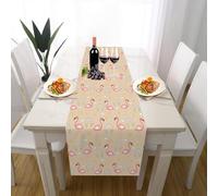 Flamant Rose Dessin Mignon Chemin de Table Lavable Facile d'entretien, Arc-en-Ciel Étoile Nuage Chemin de Table pour Décorations de Table Anniversaire Armoires Dîner Cuisine Fête Mariage 30 x 100 cm