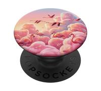 Flamant Rose esthétique, rêveur, Nuage, Ciel, Mignon, Oiseau, Design PopSockets PopGrip Adhésif