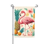Flamant rose et ananas 1 drapeau de jardin imprimé double face drapeau extérieur jardin intérieur extérieur décoration 30,5 x 45,7 cm