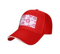 Flamant rose et beignets Imprimer Taille réglable Sandwich Baseball Cap Respirant Unisexe Chapeau décontracté Usage quotidien Sport, Rouge, Taille unique