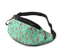 Flamant Rose et pastèque réglable Fanny Pack Sacs de Taille avec Trou pour Casque pour l'entraînement Sportif voyageant en Cours d'exécution