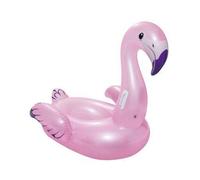 Flamant Rose Gonflable A Chevaucher 127x127cm - Matelas Bouee Animal Xl - Flotteur Enfant 45 Kg Max - Set Piscine Et Carte
