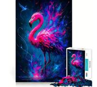 Flamant Rose néon︰ Puzzle Artistique Vibrant aux Couleurs Vives pour Adolescents 1000 pièces, Jeu d'entraînement cérébral, activité à Domicile, Assemblage Artistique, Cadeau Exquis (50x75cm)