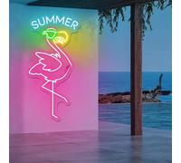 Flamant rose néon signe LED lumière décoration personnalisée flamants roses décor de fête d'été signe néon tropical cadeaux personnalisés